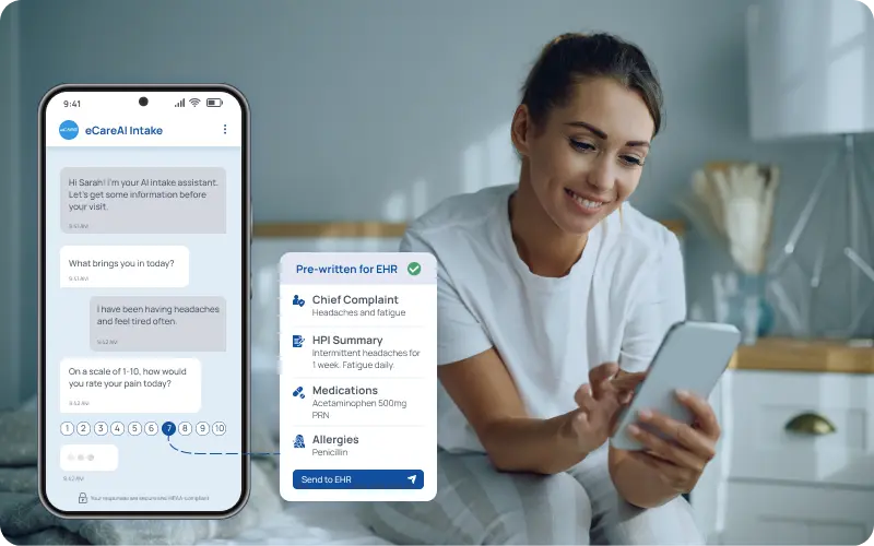 eCareAI conversational AI patient intake with structured history capture